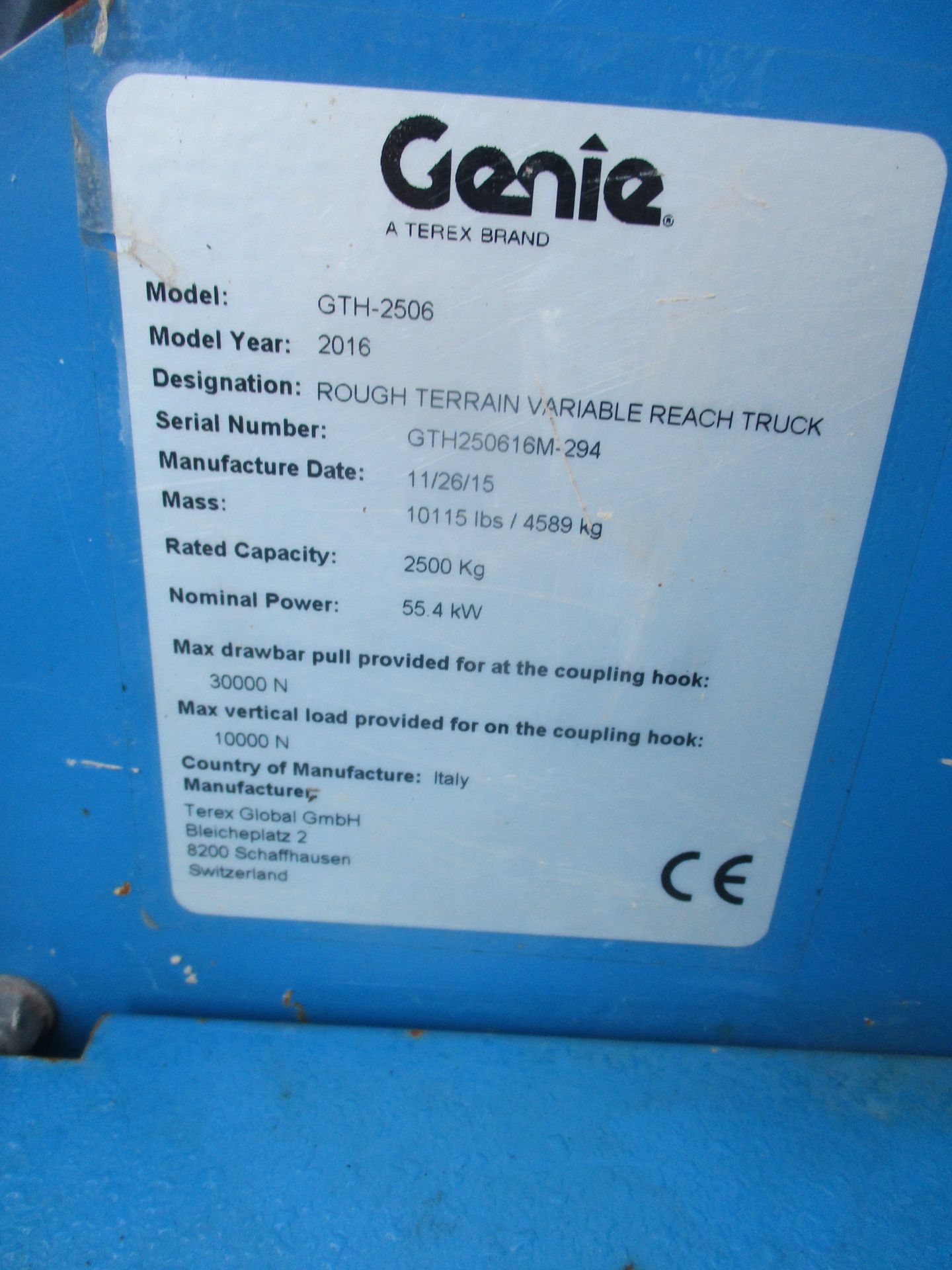 GENIE GTH 2506 COMPACT TELEHANDLER 6 METRE REACH 1012HRS 2015 - Image 8 of 8