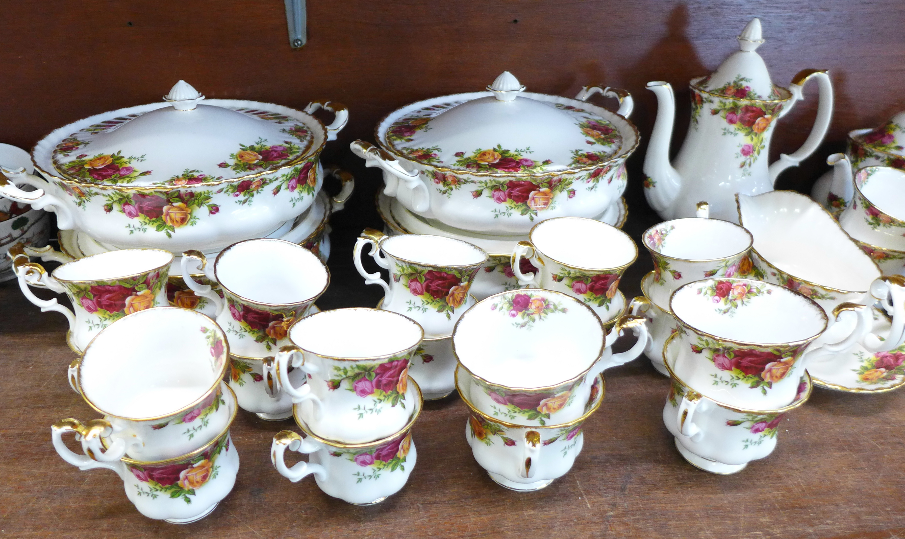 Royal Albert Old Country Roses china, 24 tea cups, saucers and side plates, 4 tureens, 14 coffee - Image 4 of 8