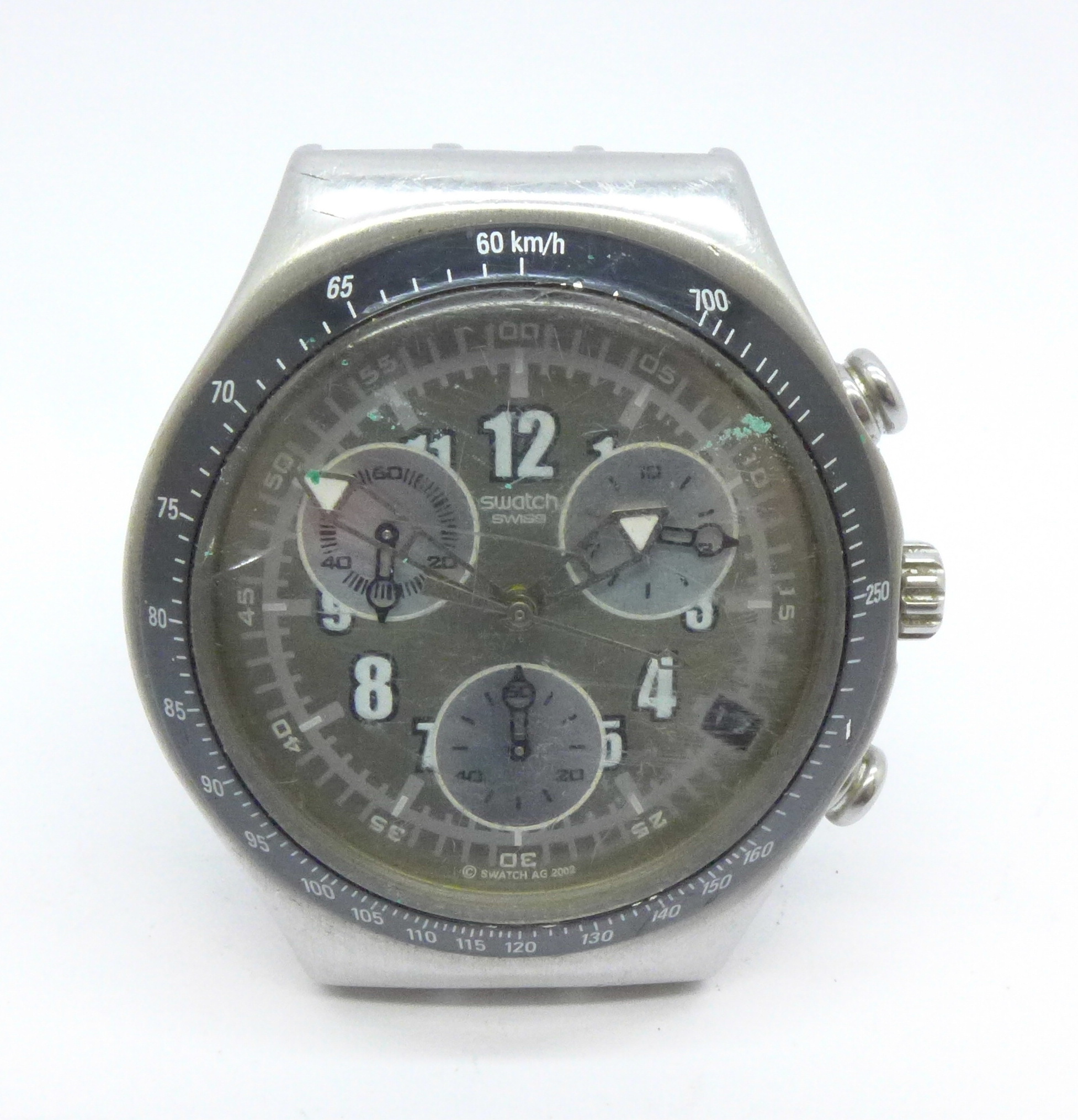 A stainless steel Swatch Irony chronograph wristwatch with date