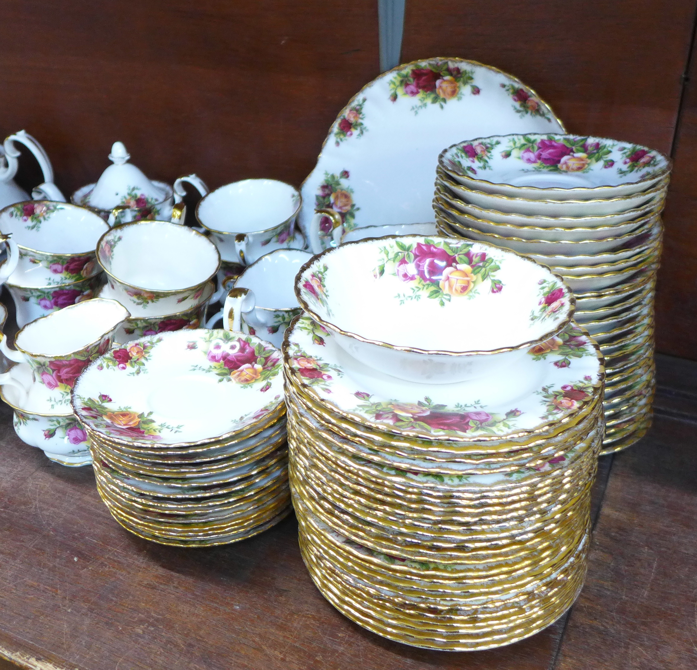 Royal Albert Old Country Roses china, 24 tea cups, saucers and side plates, 4 tureens, 14 coffee - Image 7 of 8