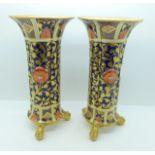 A pair of Copeland Spode vases, a/f, one restored, one cracked