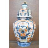 An early 20th Century lidded Imari vase, 41cm