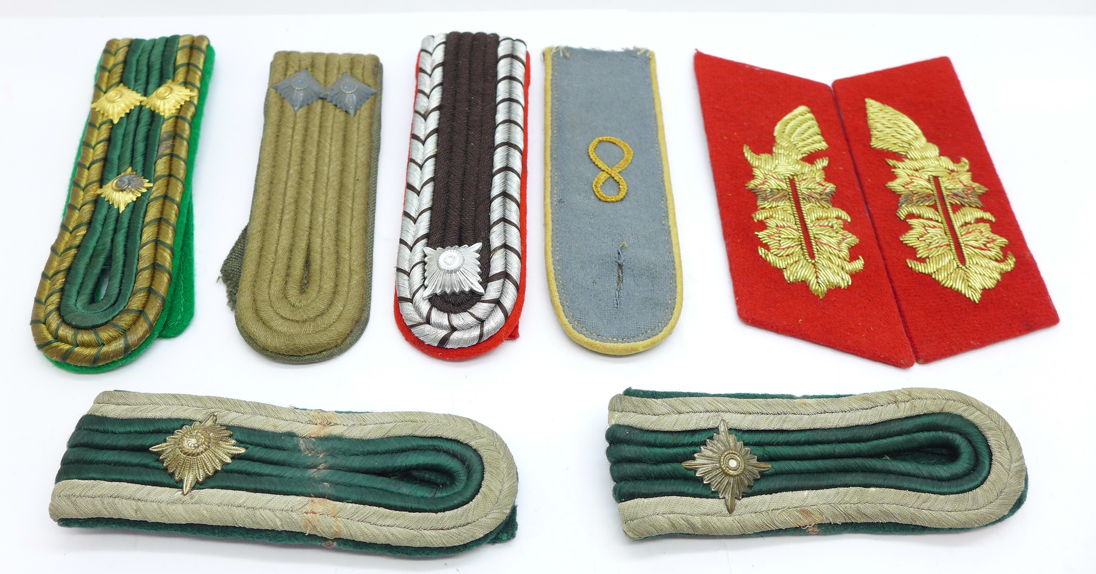 Eight uniform shoulder boards