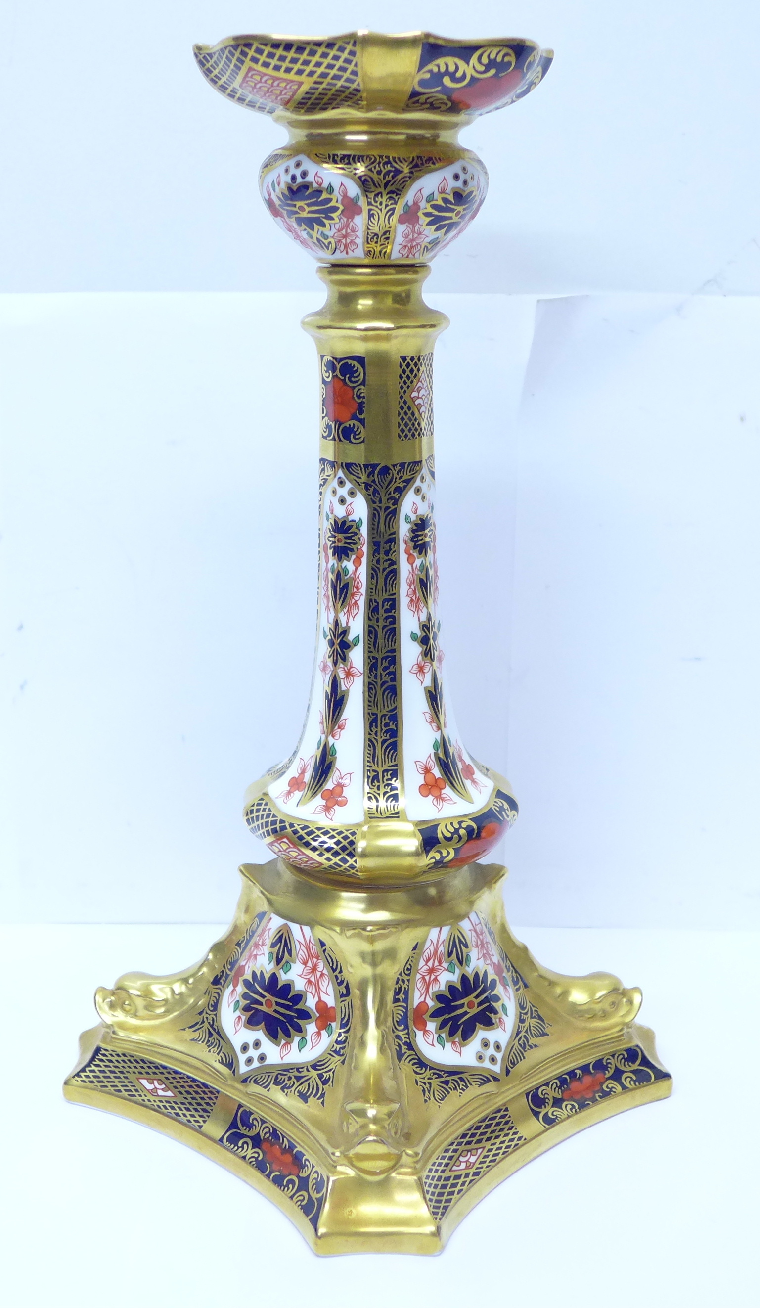 A Royal Crown Derby Old Imari pattern candlestick, 29cm, boxed - Image 2 of 6