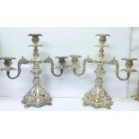 A pair of silver plated candelabra, stamped 800, Reed & Barton, 41.5cm
