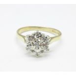 A 9ct gold diamond cluster ring, 2.3g, Q