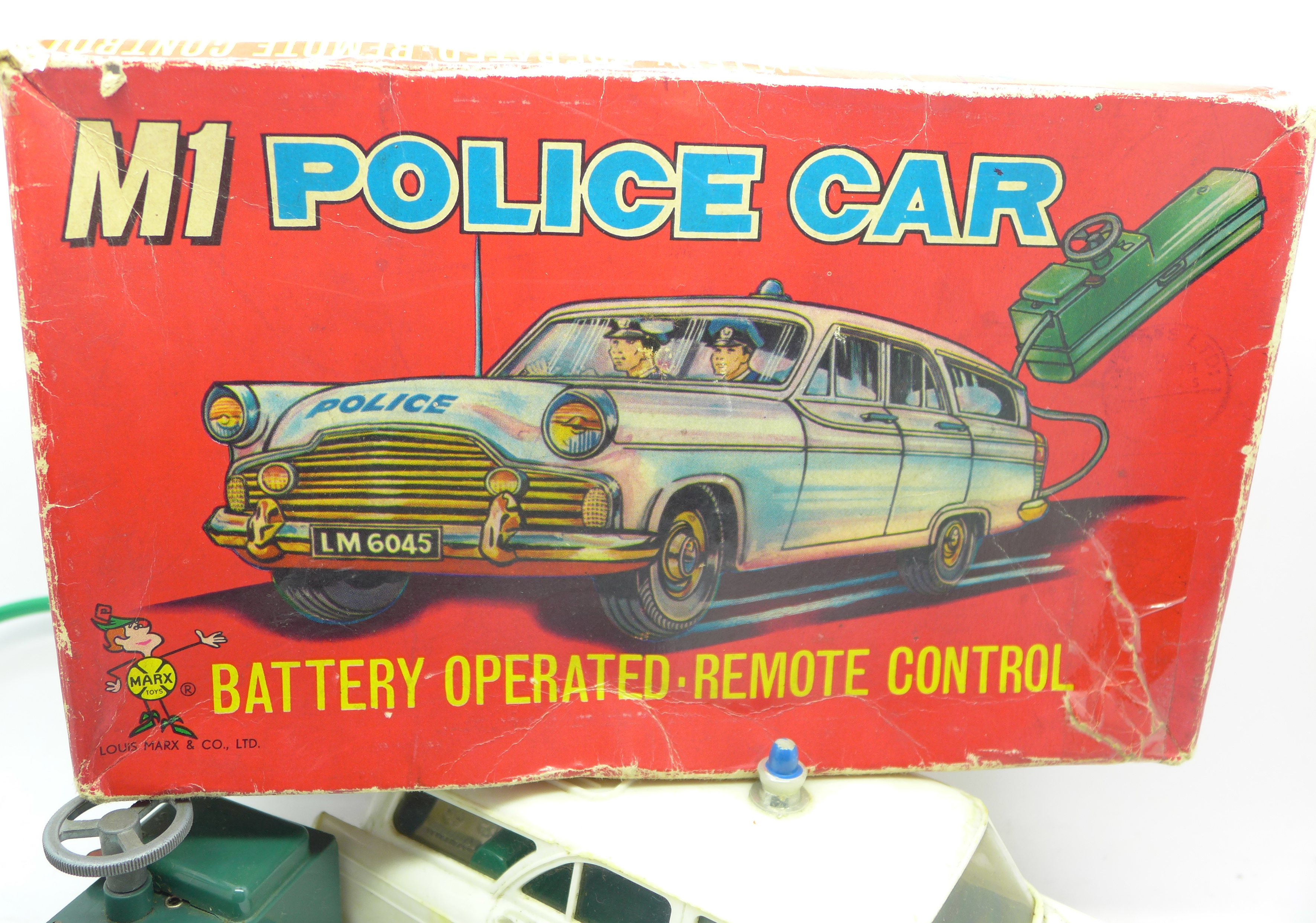 A battery operated remote control M1 Police Car, by Marx Toys, and a Corgi Toys Batmobile, a/f - Image 4 of 4