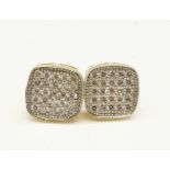 A pair of 14ct gold and diamond cluster earrings, 2g