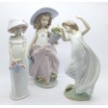 Three Lladro figures of girls