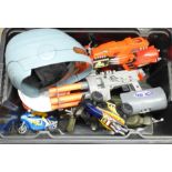 An Action Man motorbike and side car, other toys, etc.