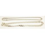 Two silver curb link chains, 129g