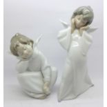 Two Lladro figures, Mime Angel and Angel Dreaming