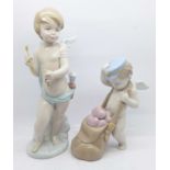 Two Lladro figures, Love Letters and Cupid's Arrow, bow a/f