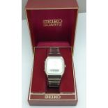 A Seiko alarm chronograph quartz wristwatch, with box