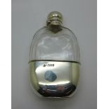 A Victorian silver mounted hip flask, London 1893 and 1894