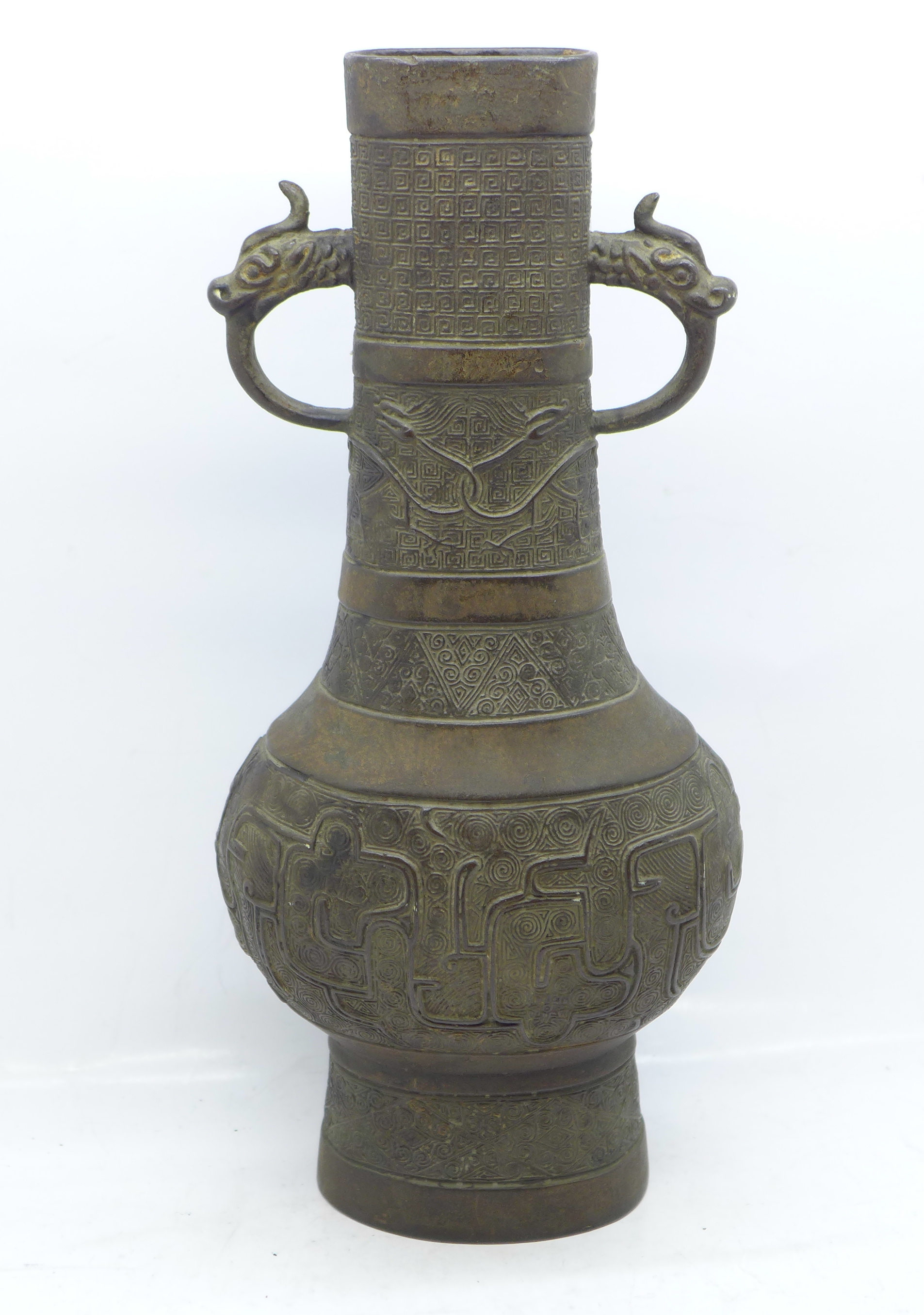 A Japanese bronze vase, 23cm