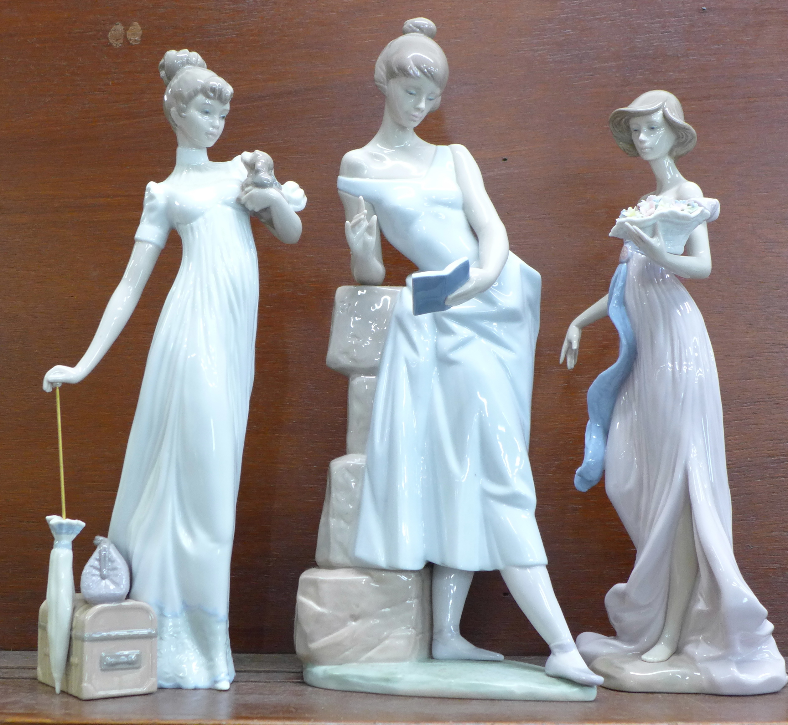 Three Lladro figures, tallest 37cm