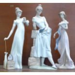Three Lladro figures, tallest 37cm