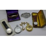 Four wristwatches, Accurist, Montine, Rone and Amadeus and two pocket watches