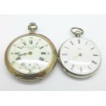 Two pocket watches, Baume and one other with horse decoration on the back, a/f