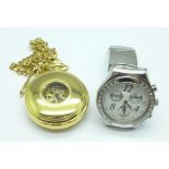 A Swatch wristwatch and a modern Rotary pocket watch