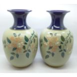 A pair of Lovatt Langley leadless glaze vases, 25.5cm