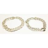 Two silver curb link bracelets, 109g