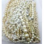 A collection of faux pearl necklaces