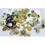 Thirty-three pairs of vintage clip on earrings