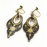 A pair of 9ct gold tortoiseshell pique earrings