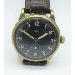 A Luga wristwatch, with black dial, 34mm case