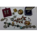 A collection of Scottish style jewellery