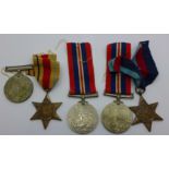 Five WWII medals