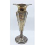 A silver trumpet vase, 167.3g, weighted base, 16cm