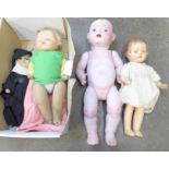 Four dolls including one made in Germany, marked HW