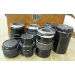 Seven film camera lenses