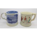 Two 19th Century frog mugs, one with transfer printed scene to commemorate Crystal Palace and the