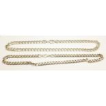 Two silver curb link chains, 116g