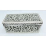 A white metal embossed box, 8.5cm