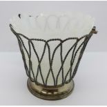 A Victorian silver basket with liner, a/f