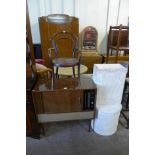 A Monarch radiogram, child's bentwood chair and two linen baskets