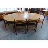 A G-Plan Fresco teak extending dining table and six chairs