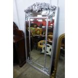 A large French style silver effect mirrror, 183 x 91cms (MR062S130) #