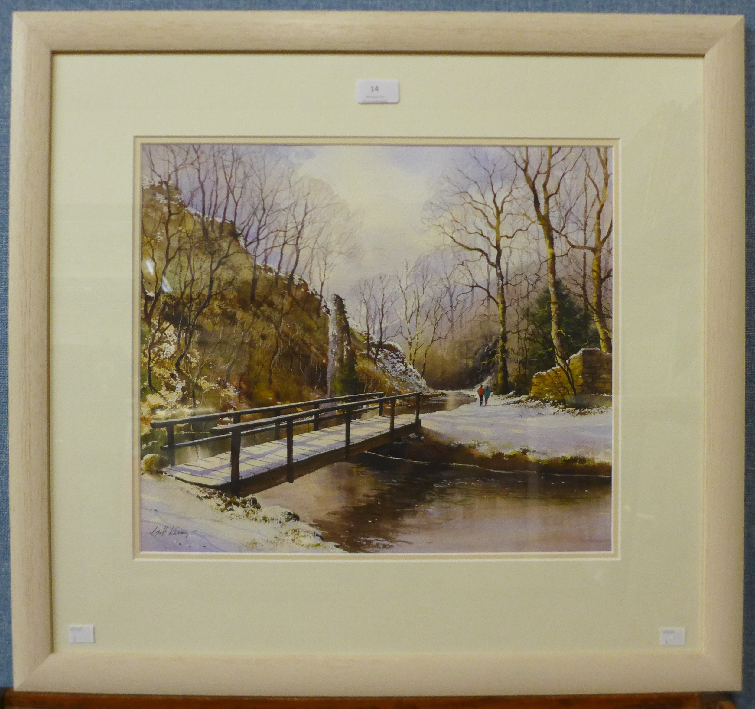 Geoff Kersey, Pikes Pool, watercolour, 37 x 43cms, framed - Image 2 of 2