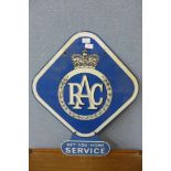 An RAC double sided enamelled sign