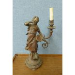 A French metal figural table lamp