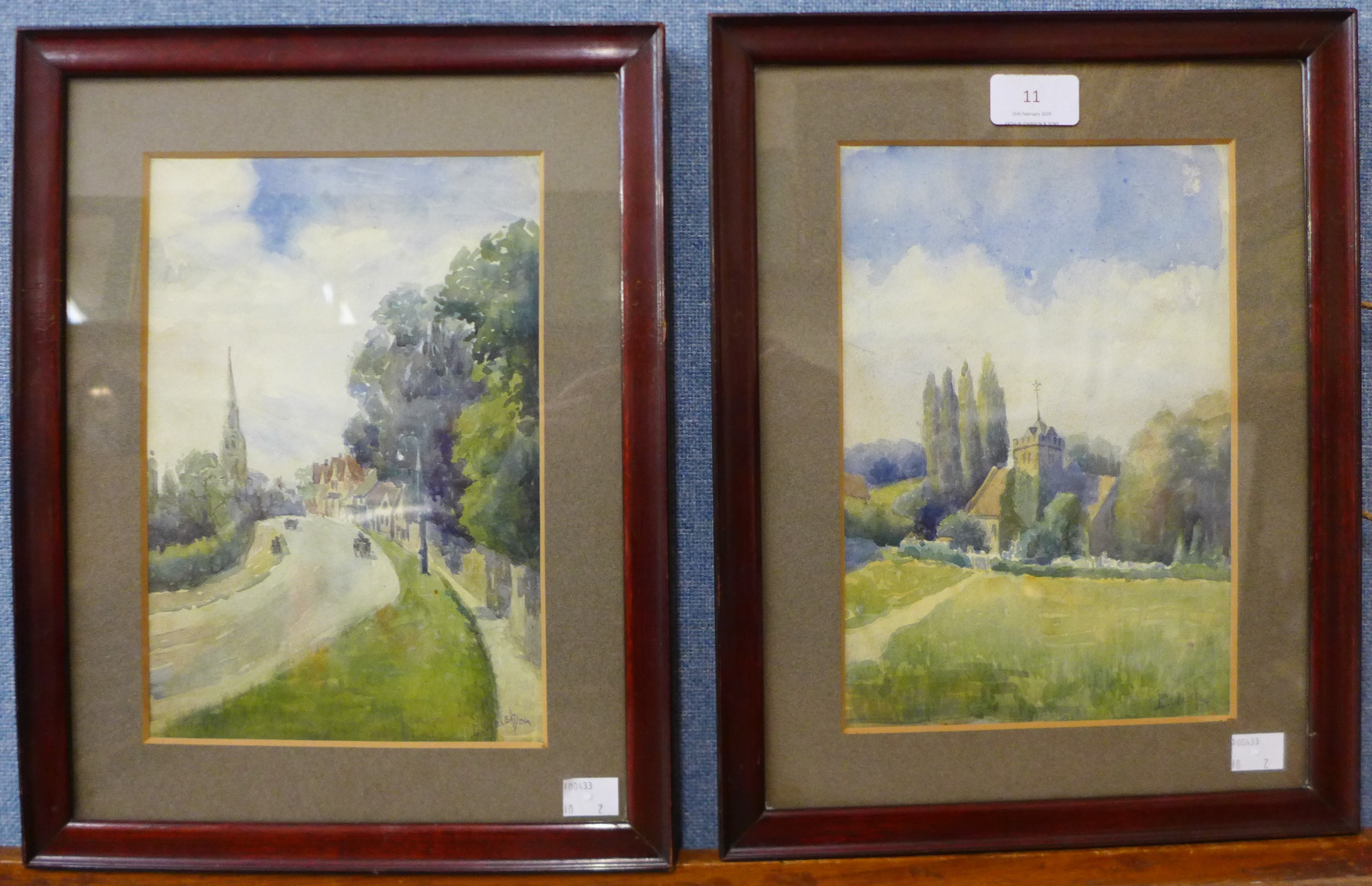 L. Welsh, pair of landscapes, watercolours, 25 x 17cms, framed - Image 3 of 3