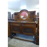 An oak barleytwist mirrorback sideboard