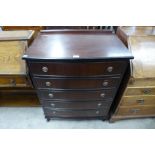 A mahogany bow front chest of drawers