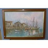 * Jones, harbour landscape, oil on canvas, framed